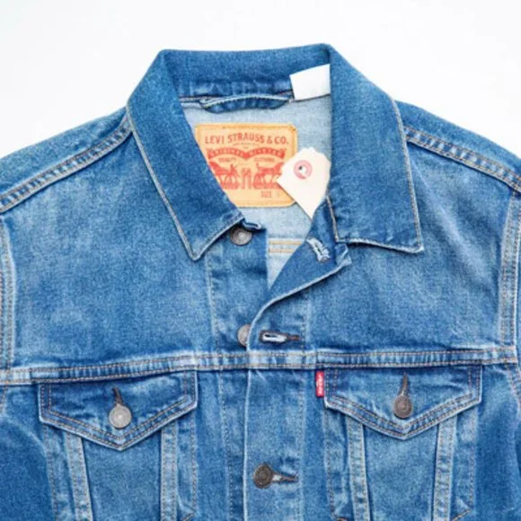 LEVIS Faded Blue Stretch Denim Jean Jacket
